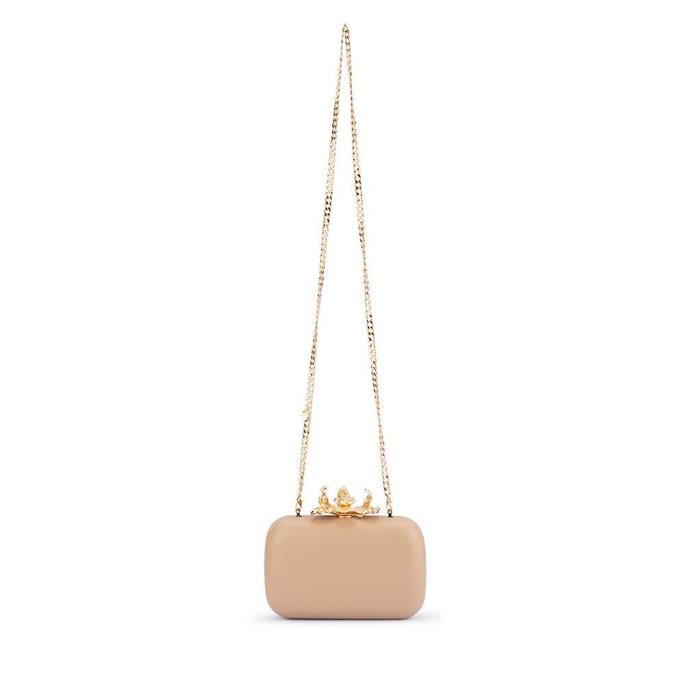 Olga Berg ADELE Orchid Lock Clutch (Natural)