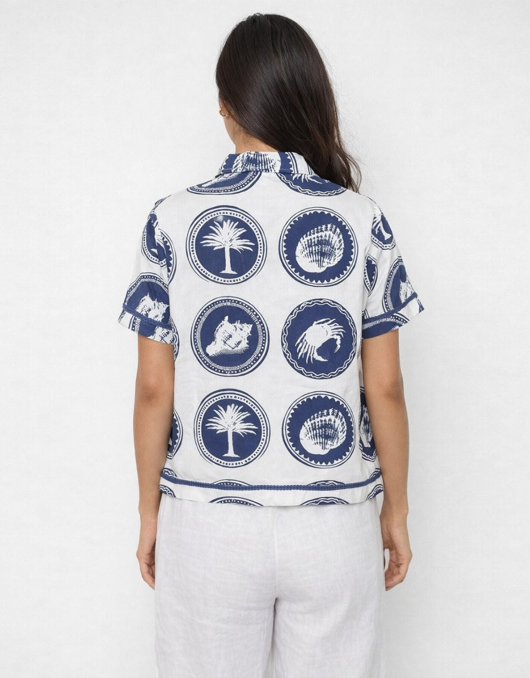 Adorne Millie Whitehaven Printed Shirt (Navy)