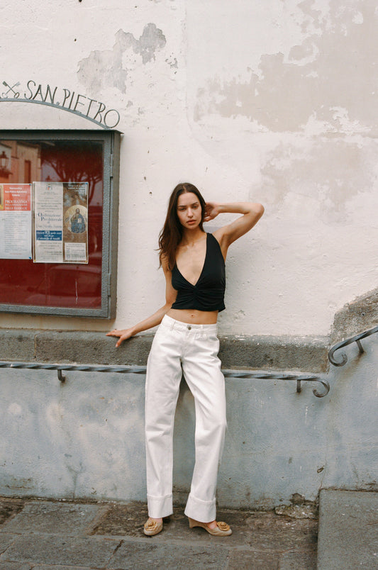 Image of Jeans. Product name - Agnes Jeans in White colour by brand - With Jéan