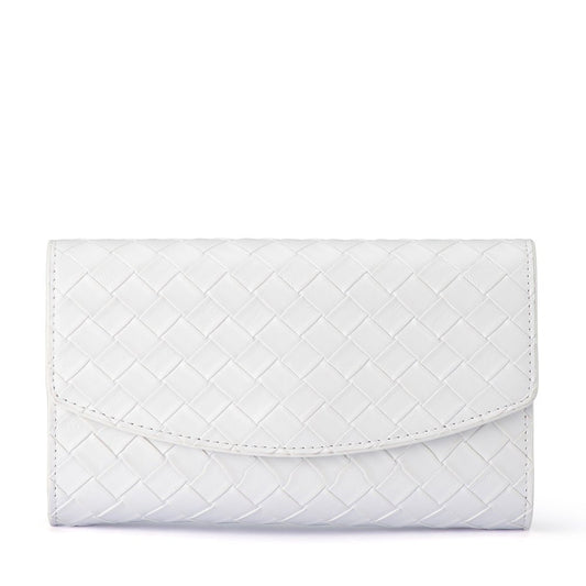 Image of Bags. Productname: AISHA Embossed Clutch in White colour by brand - Olga Berg