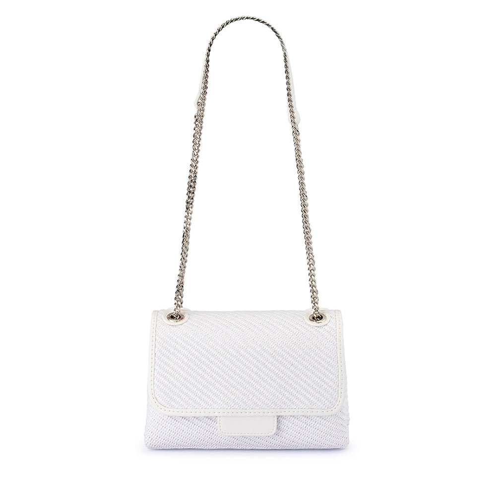 Olga Berg ALEXA Woven Shoulder Bag (White)