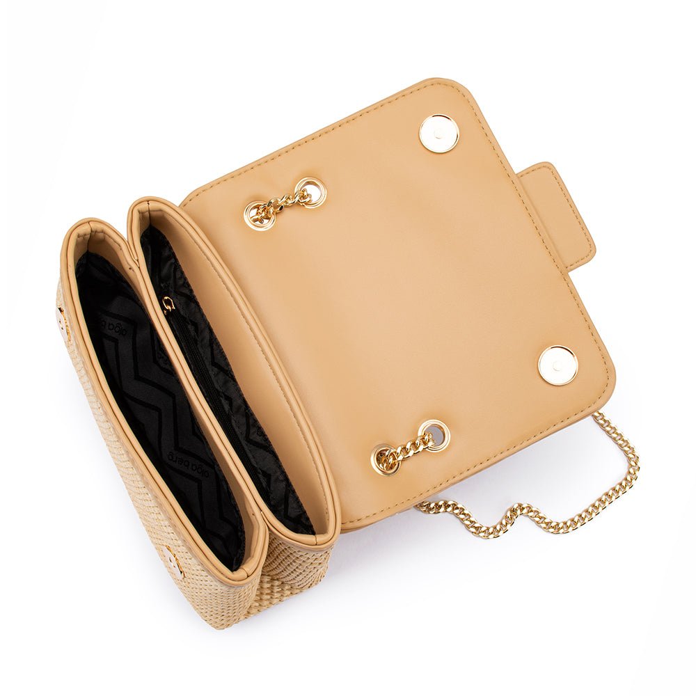 Olga Berg ALEXA Woven Shoulder Bag (Natural)