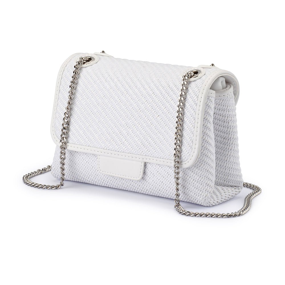 Olga Berg ALEXA Woven Shoulder Bag (White)