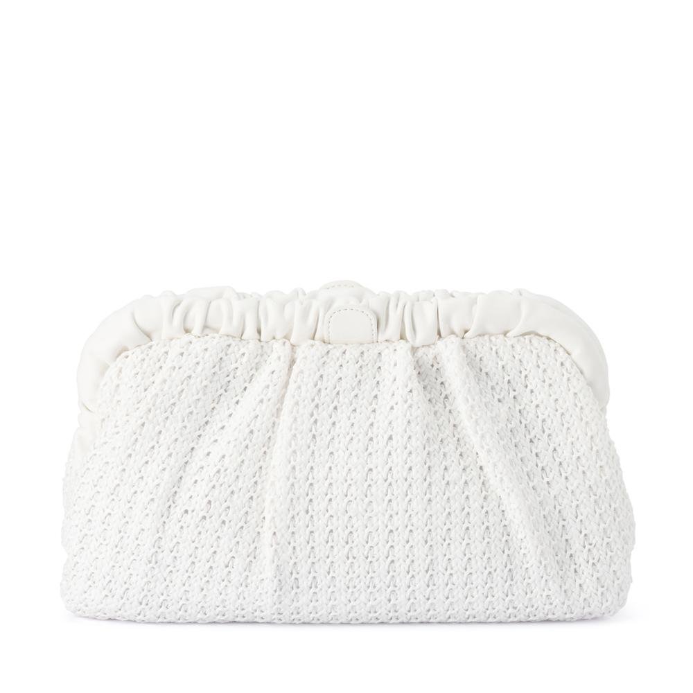 Olga Berg AMALIA Pleated Woven Clutch (White)
