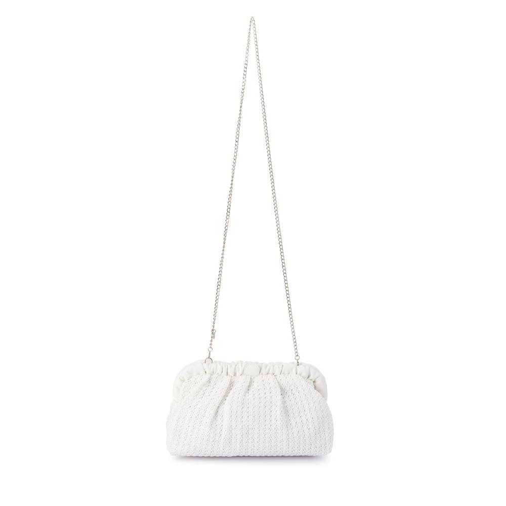Olga Berg AMALIA Pleated Woven Clutch (White)