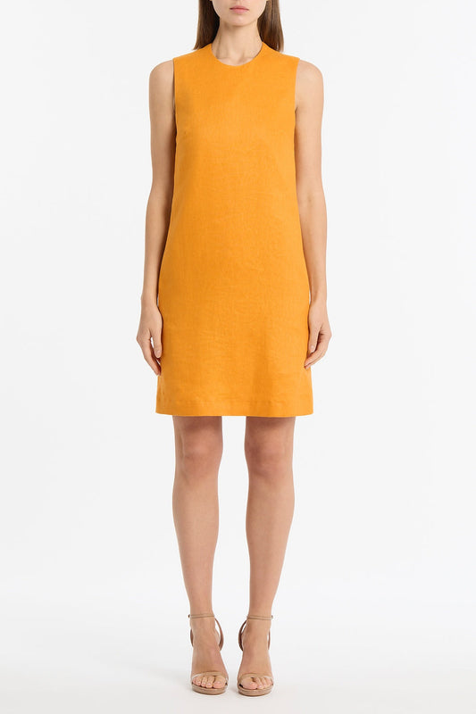 Image of Dresses. Product name - Amber Linen Shift Dress in Orange colour by brand - Carla Zampatti