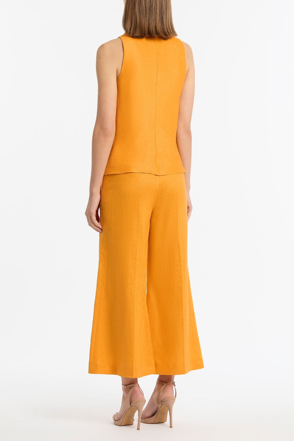 Carla Zampatti Amber Linen Waisted Crop Pant (Orange)