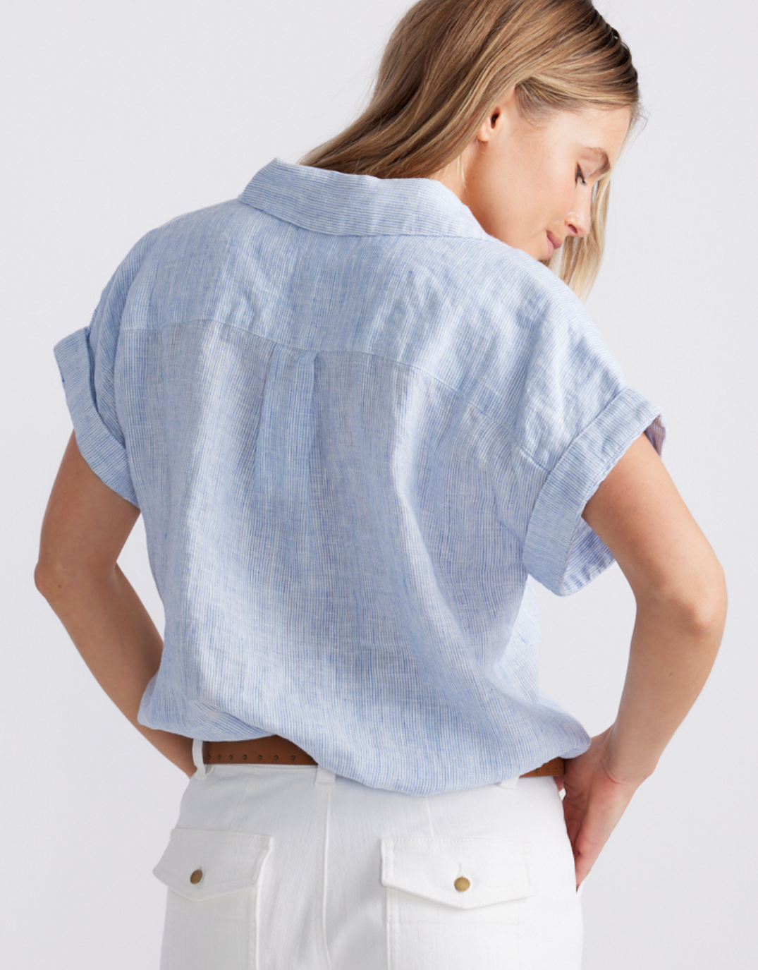 White & Co. Amber Striped Linen Shirt (Blue/White Stripe)