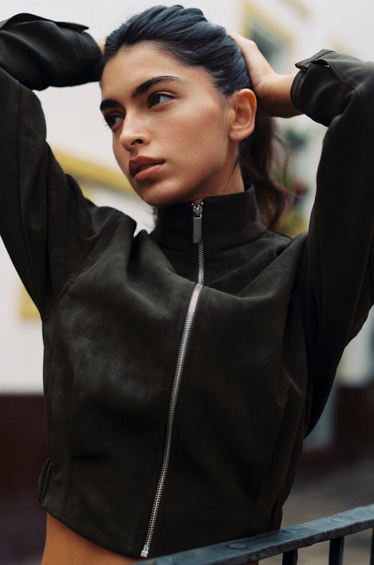Image of Coats & Jackets. Product name - Amelia Jacket in Moss colour by brand - With Jéan