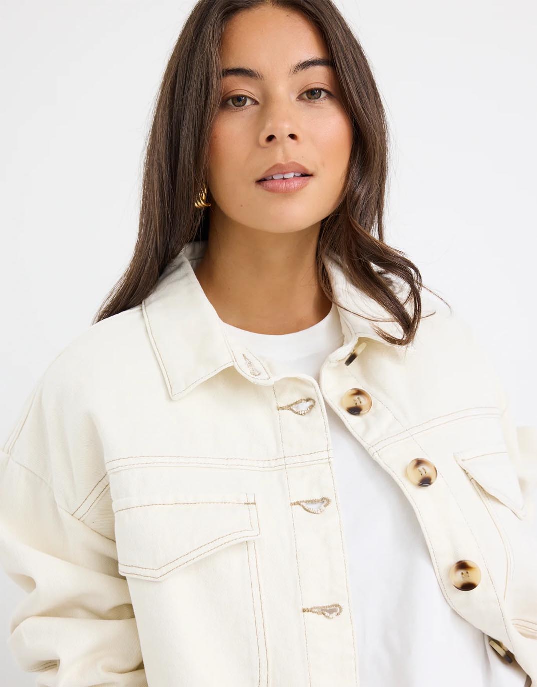 Echo Patch Pocket Denim Jacket - (Ecru)