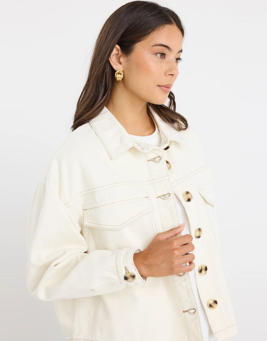 Echo Patch Pocket Denim Jacket - (Ecru)