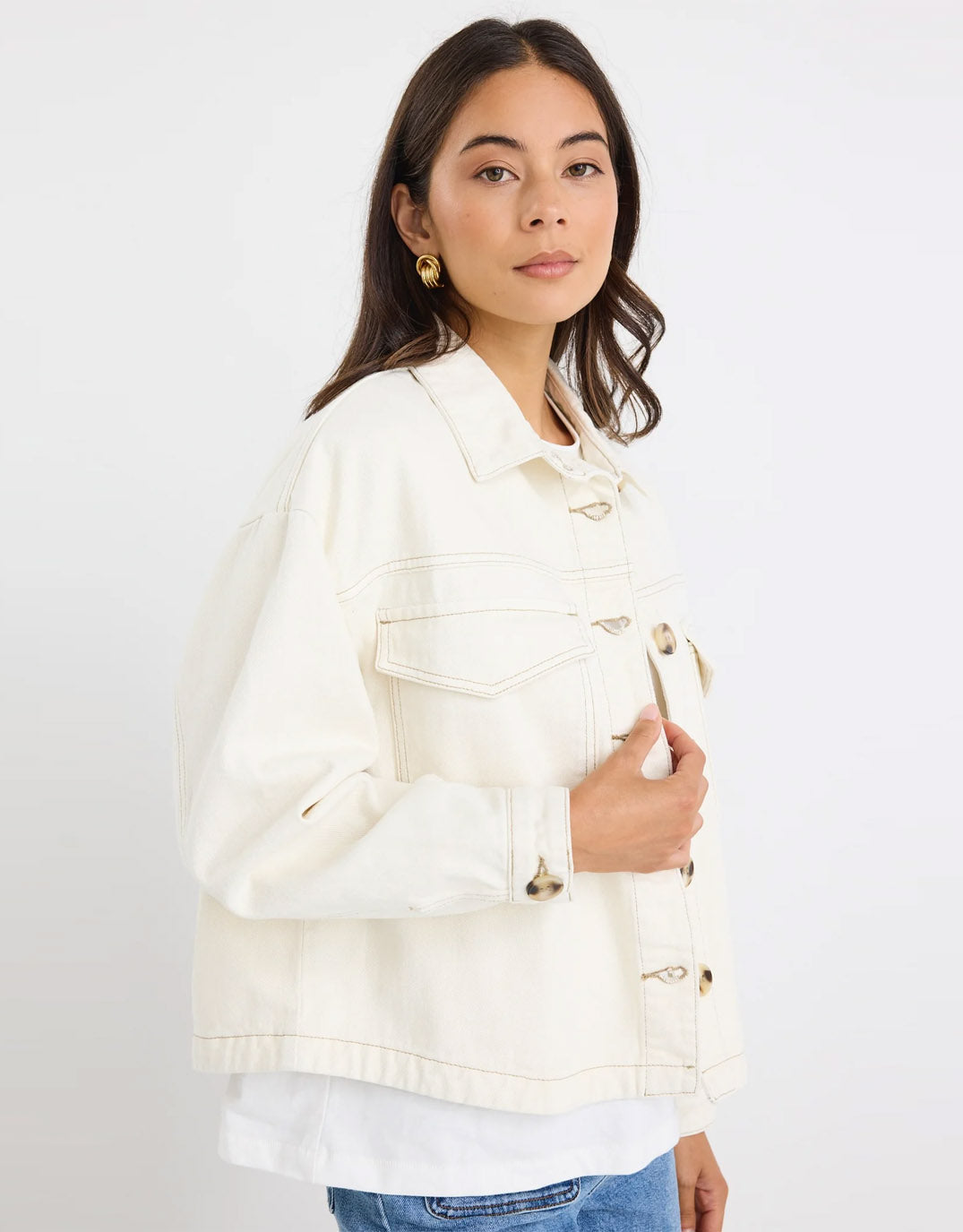 Echo Patch Pocket Denim Jacket - (Ecru)