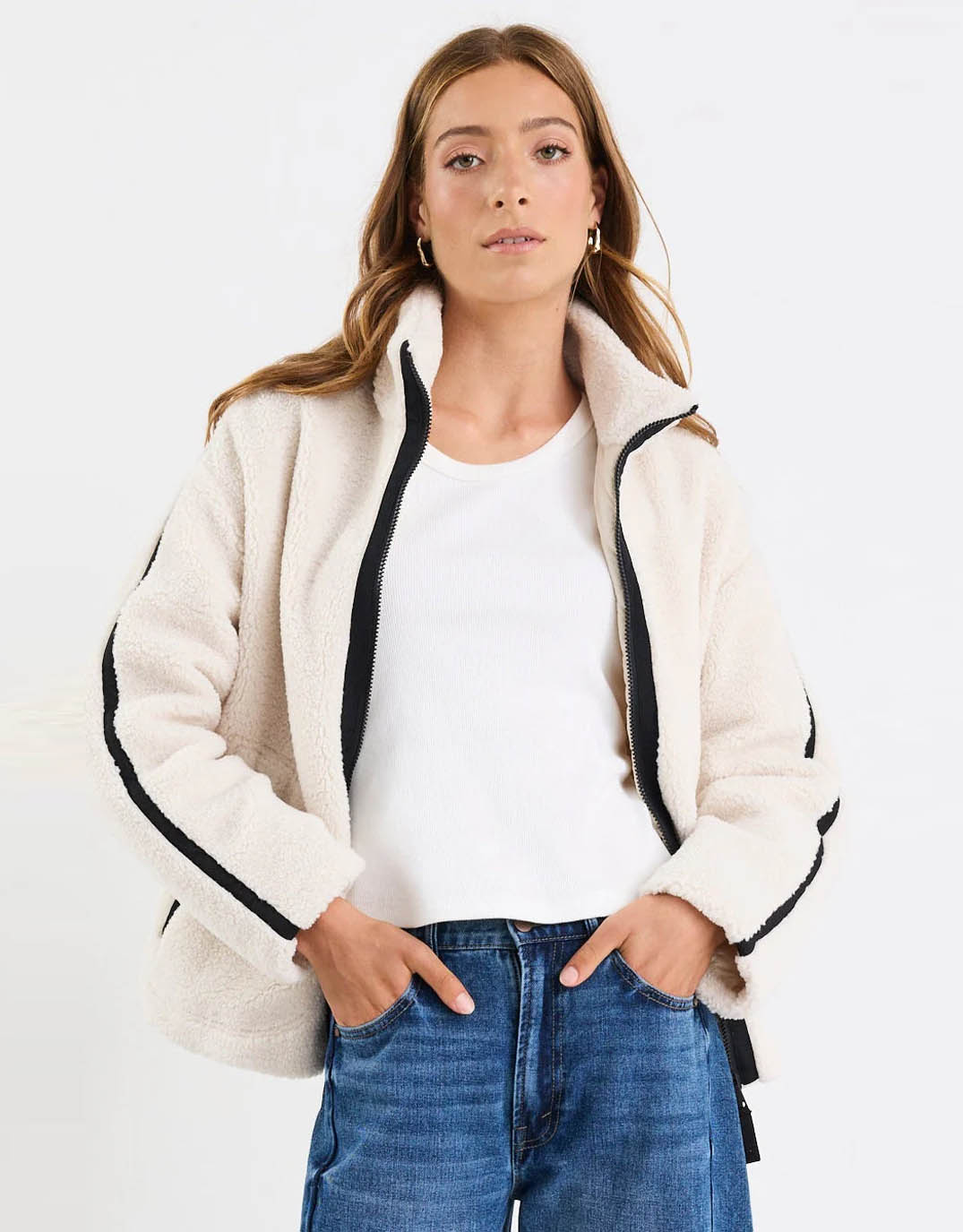 Among the Brave Chalet Sherpa Collared Jacket (Taupe)