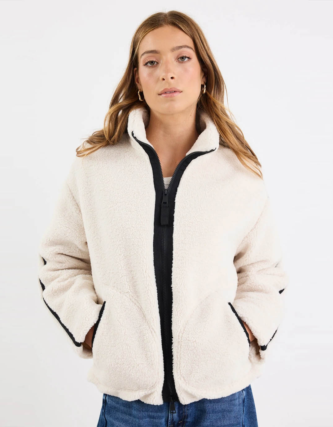 Among the Brave Chalet Sherpa Collared Jacket (Taupe)