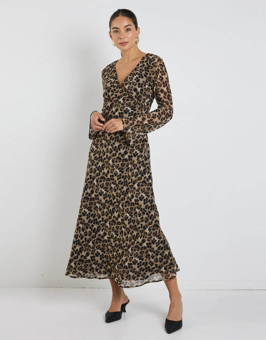 Chateau Dress - (Leopard Georgette)