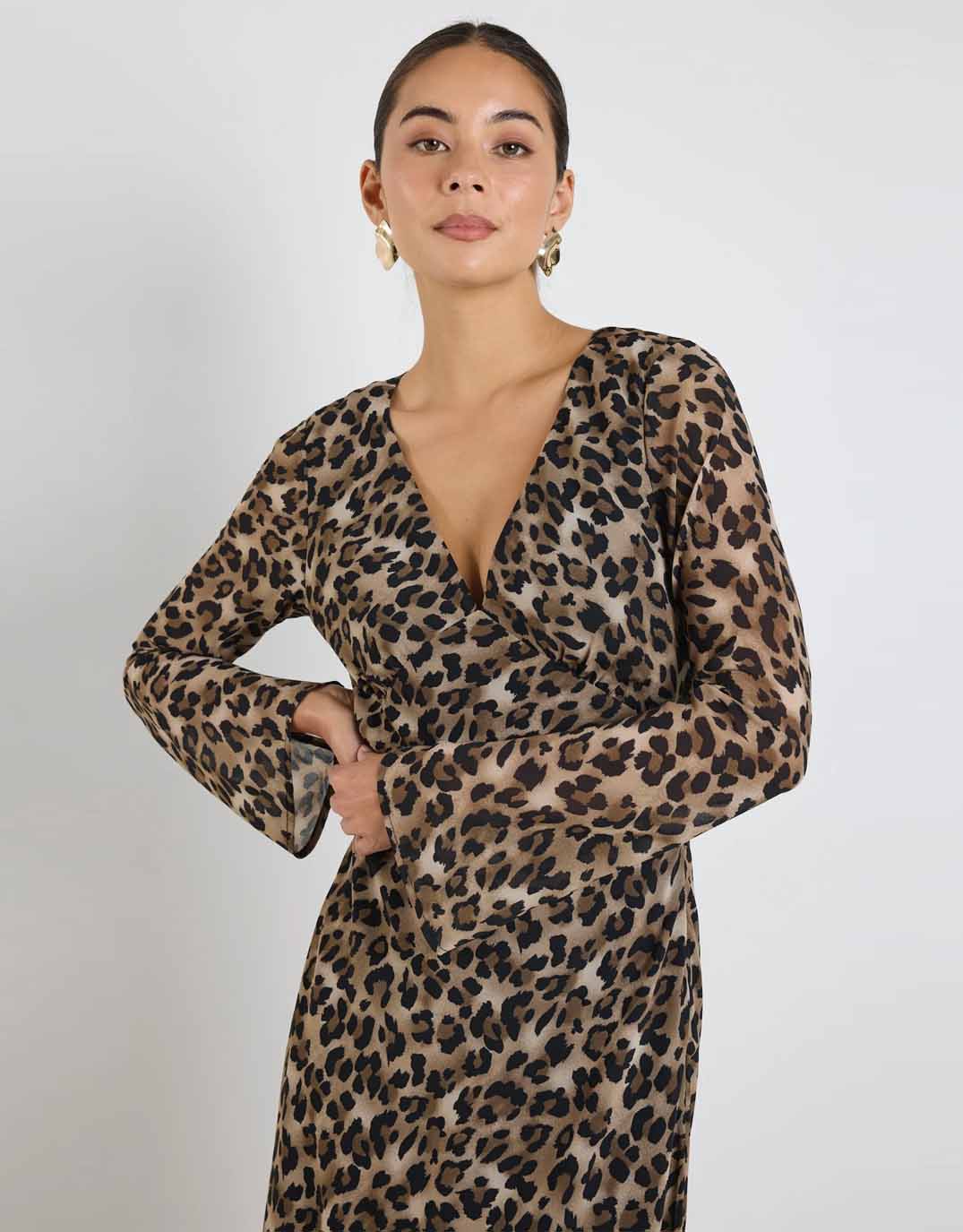 Chateau Dress - (Leopard Georgette)