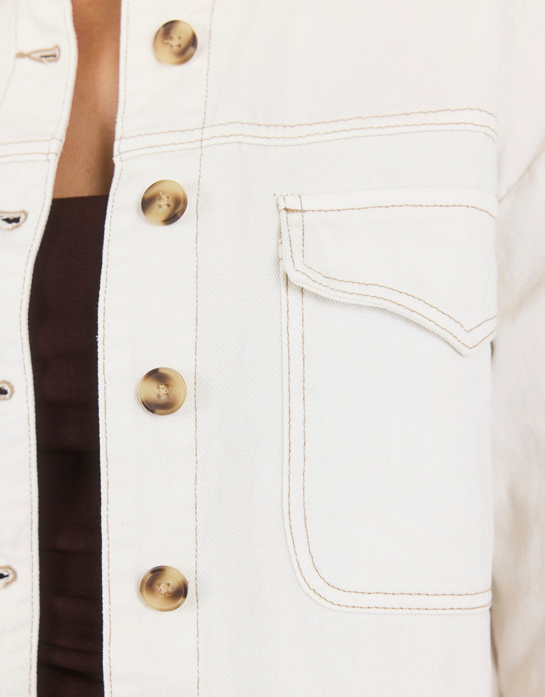 Among The Brave Echo Patch Pocket Denim Jacket (Ecru)