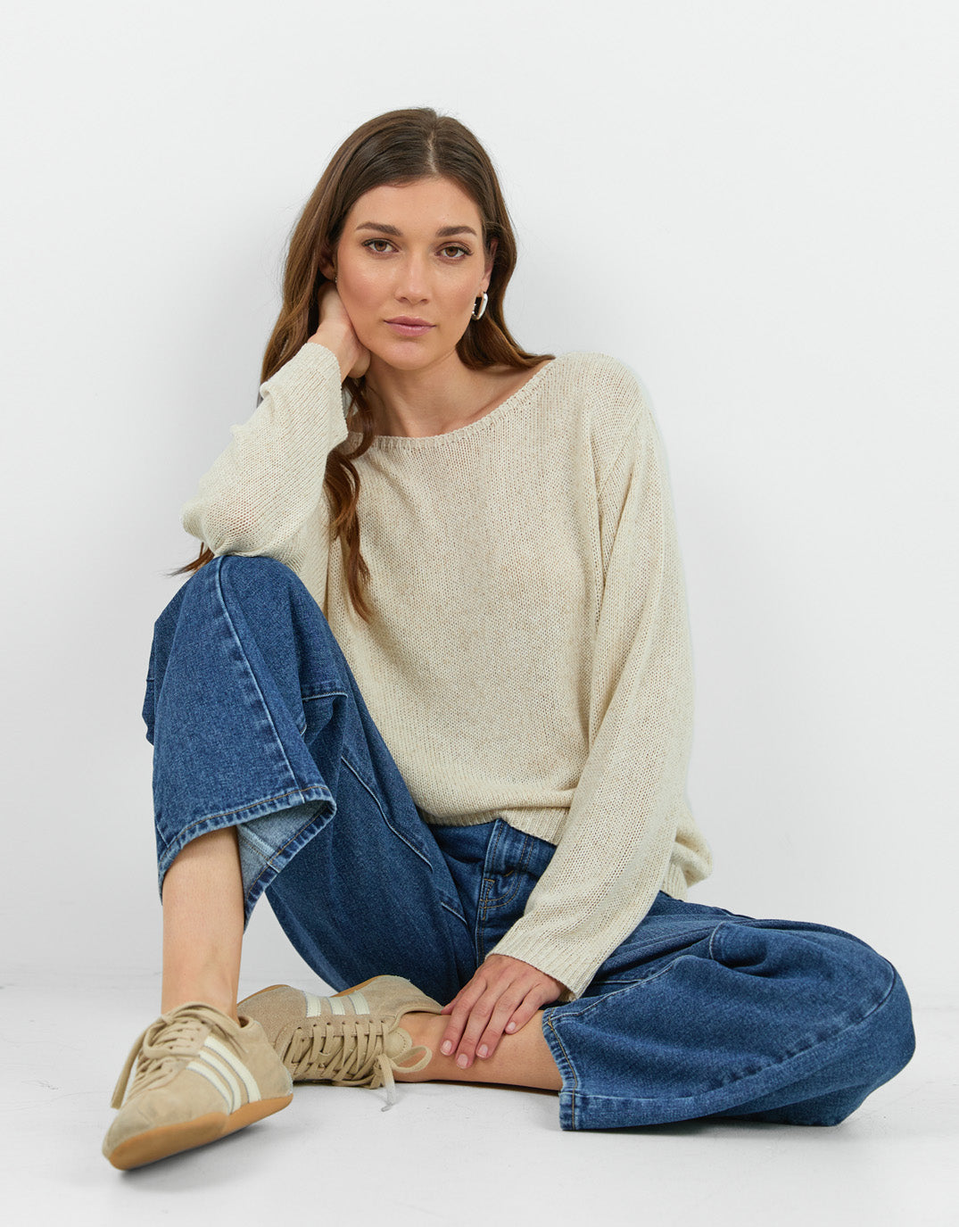 Among The Brave Eventide Boat Neck Long Sleeve Jumper (Natural)
