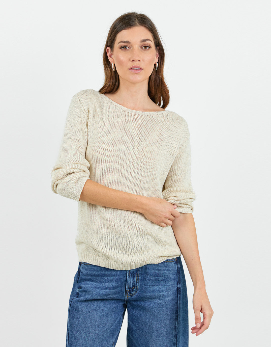 Among The Brave Eventide Boat Neck Long Sleeve Jumper (Natural)