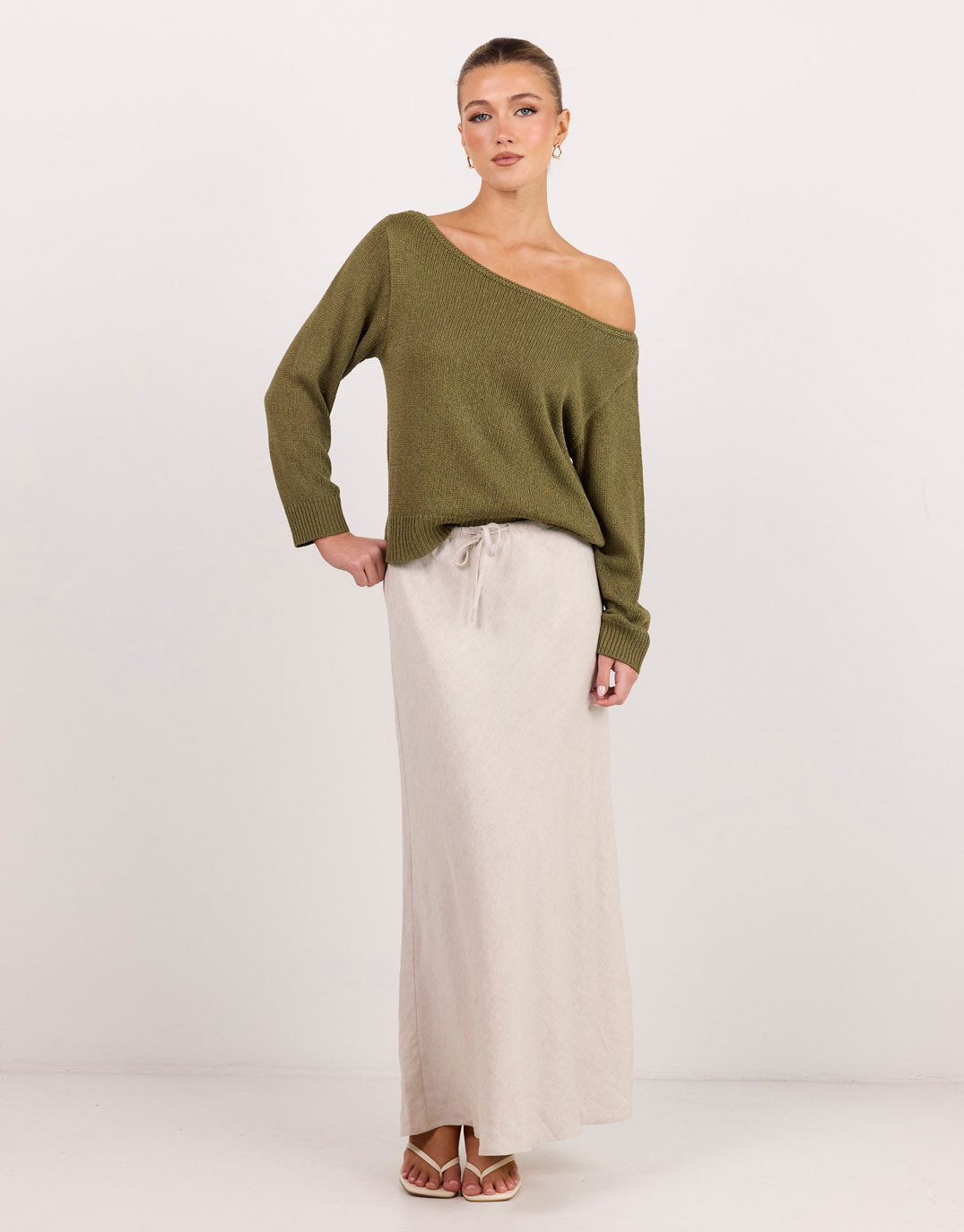 Among The Brave Eventide Boat Neck Long Sleeve Jumper (Sage)