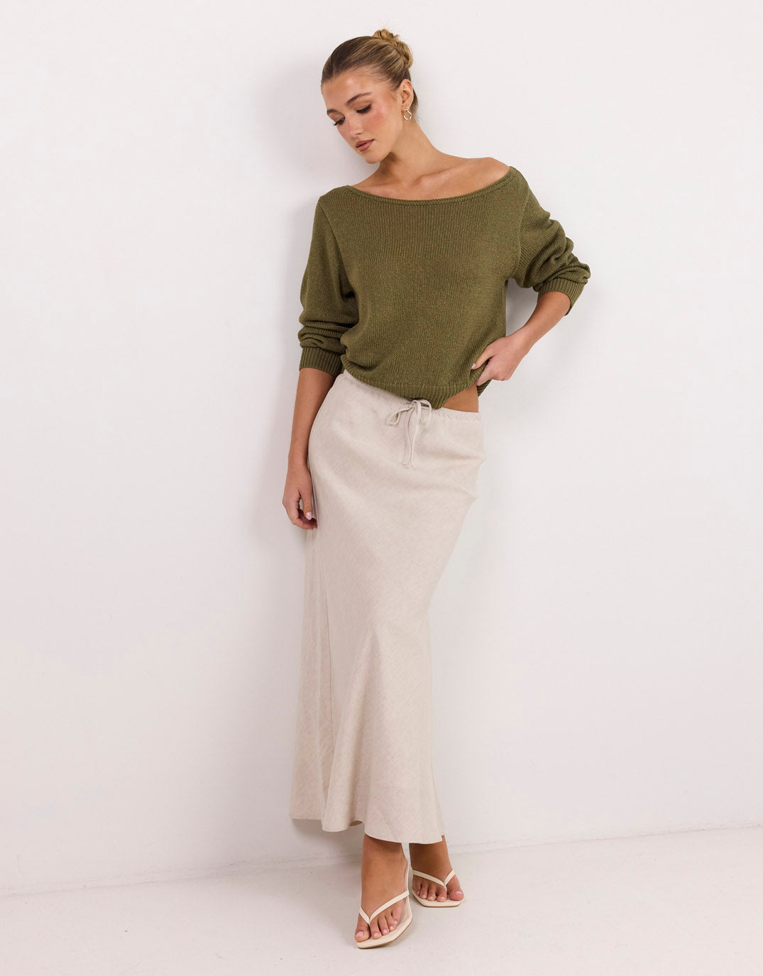 Among The Brave Eventide Boat Neck Long Sleeve Jumper (Sage)