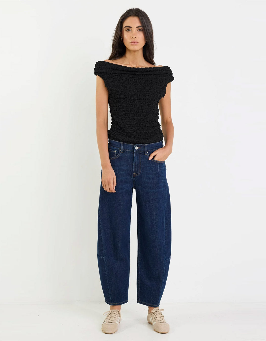 Among the Brave Graduate Stretch Barrel Jeans (Dark Blue)