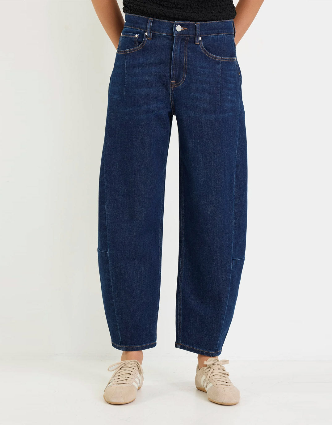 Image of Jeans. Product name - Graduate Stretch Barrel Jeans Dark Blue in Dark Blue colour by brand - Among the Brave