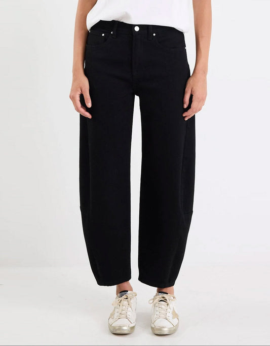 Image of Jeans. Product name - Graduate Stretch Barrel Jeans Jet Black in Jet Black colour by brand - Among the Brave