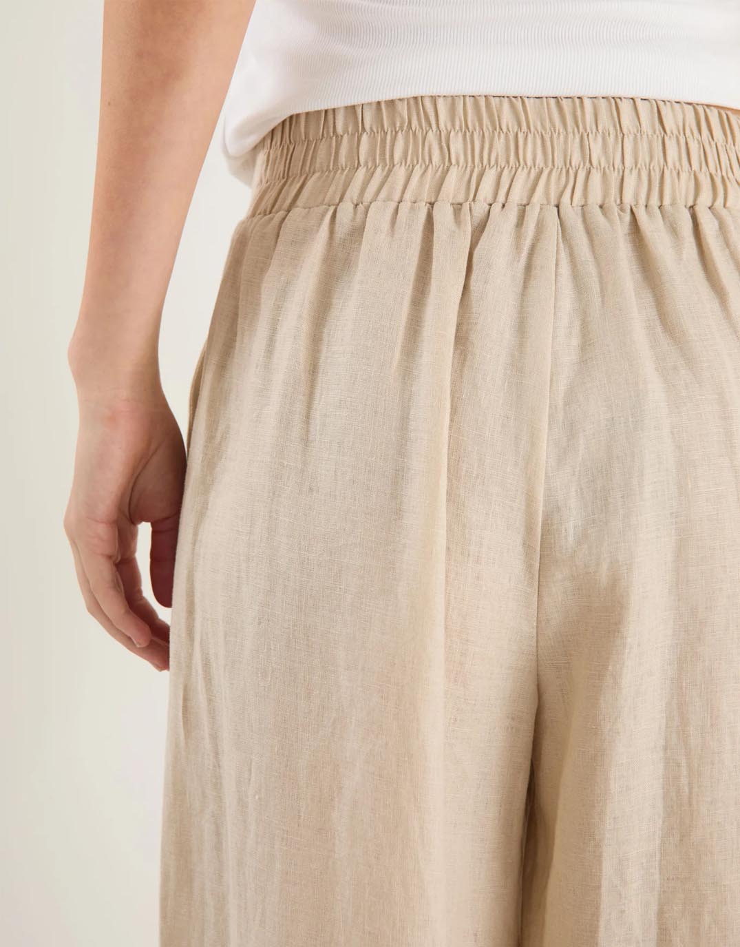 Among the Brave Guardian Linen Pull On Wide Leg Pants (Stone)