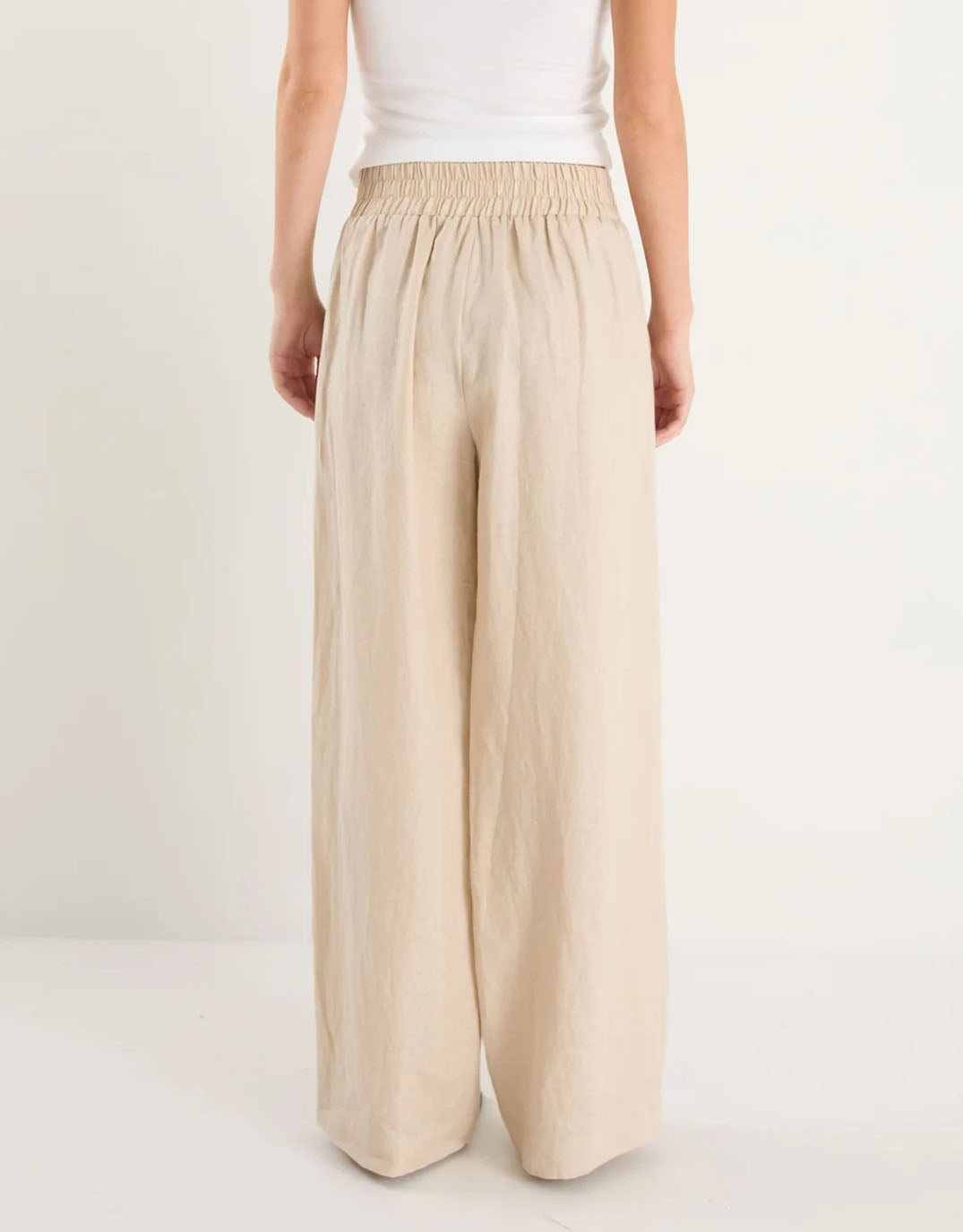 Among the Brave Guardian Linen Pull On Wide Leg Pants (Stone)