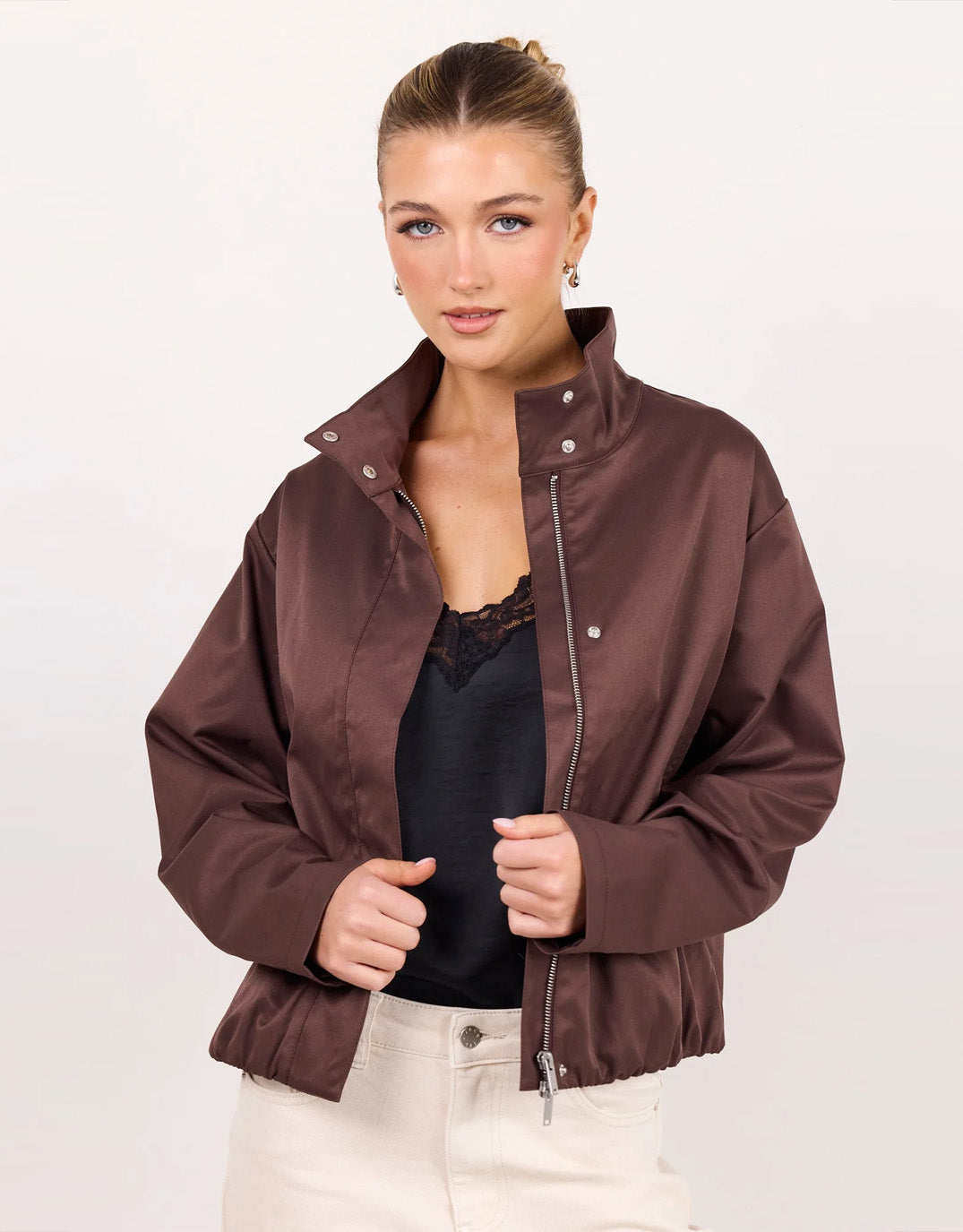 Among The Brave Landscape Funnel Neck Track Jacket (Chocolate)