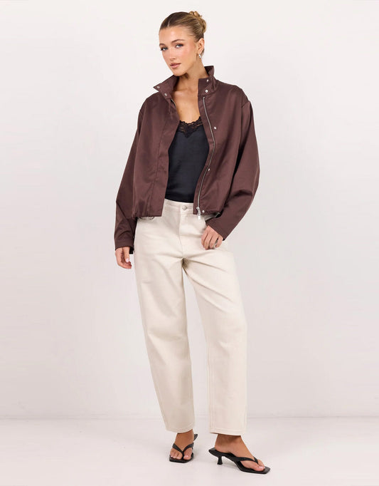 Among The Brave Landscape Funnel Neck Track Jacket (Chocolate)