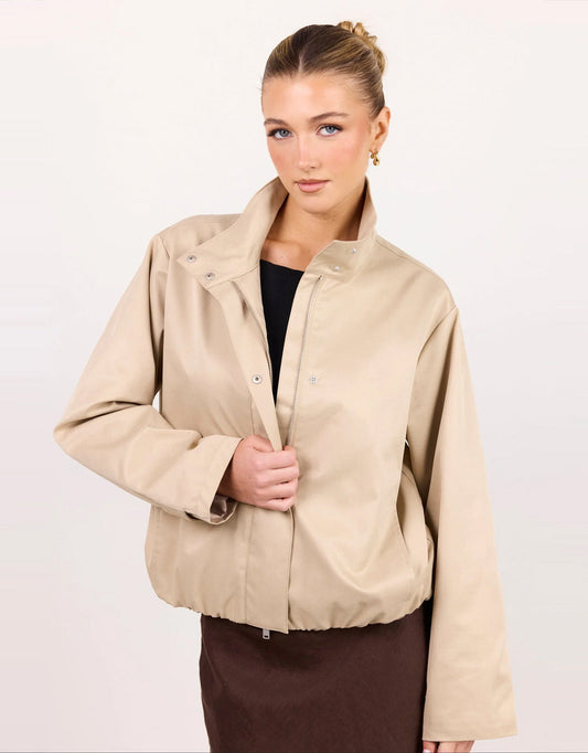 Among The Brave Landscape Funnel Neck Track Jacket (Taupe)