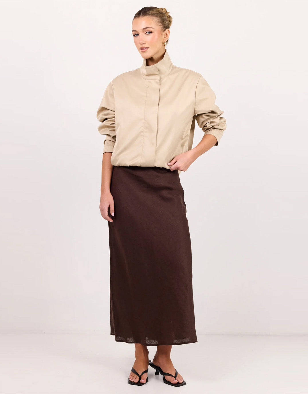 Among The Brave Landscape Funnel Neck Track Jacket (Taupe)