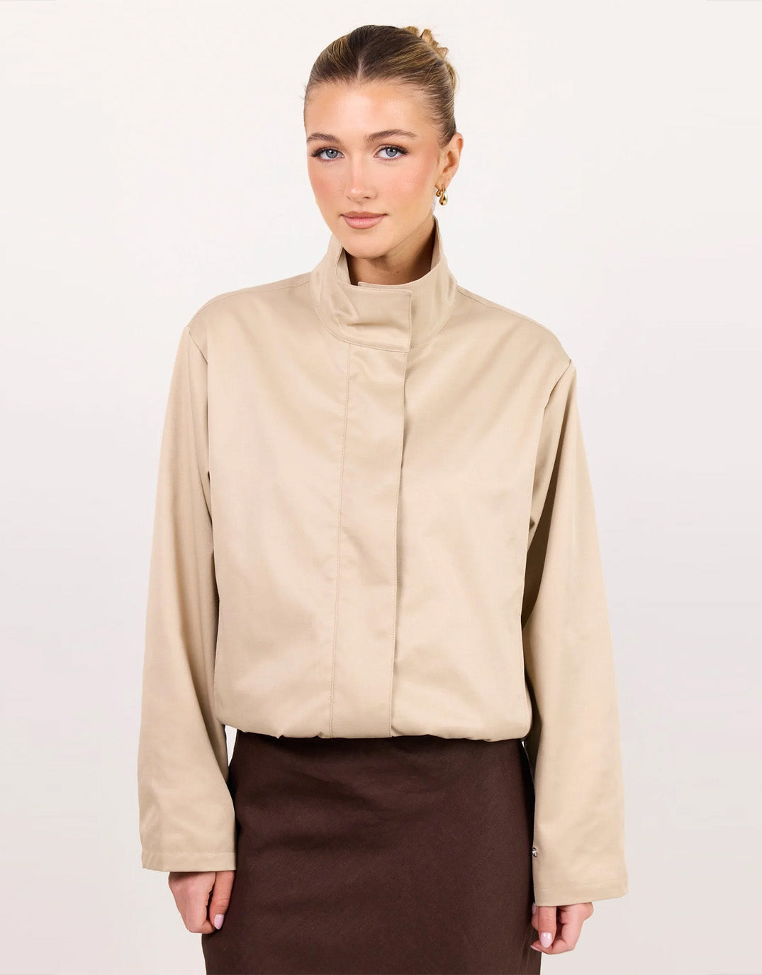 Among The Brave Landscape Funnel Neck Track Jacket (Taupe)