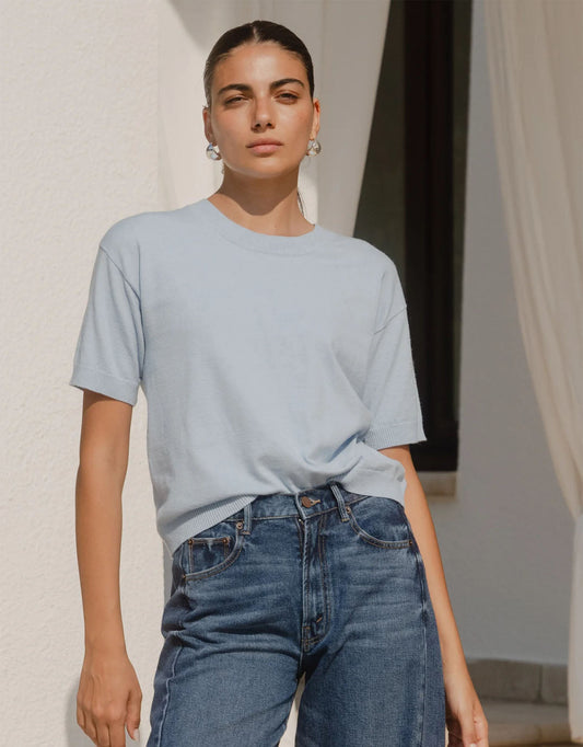 Precise Knitted Tee - (Sky Blue)