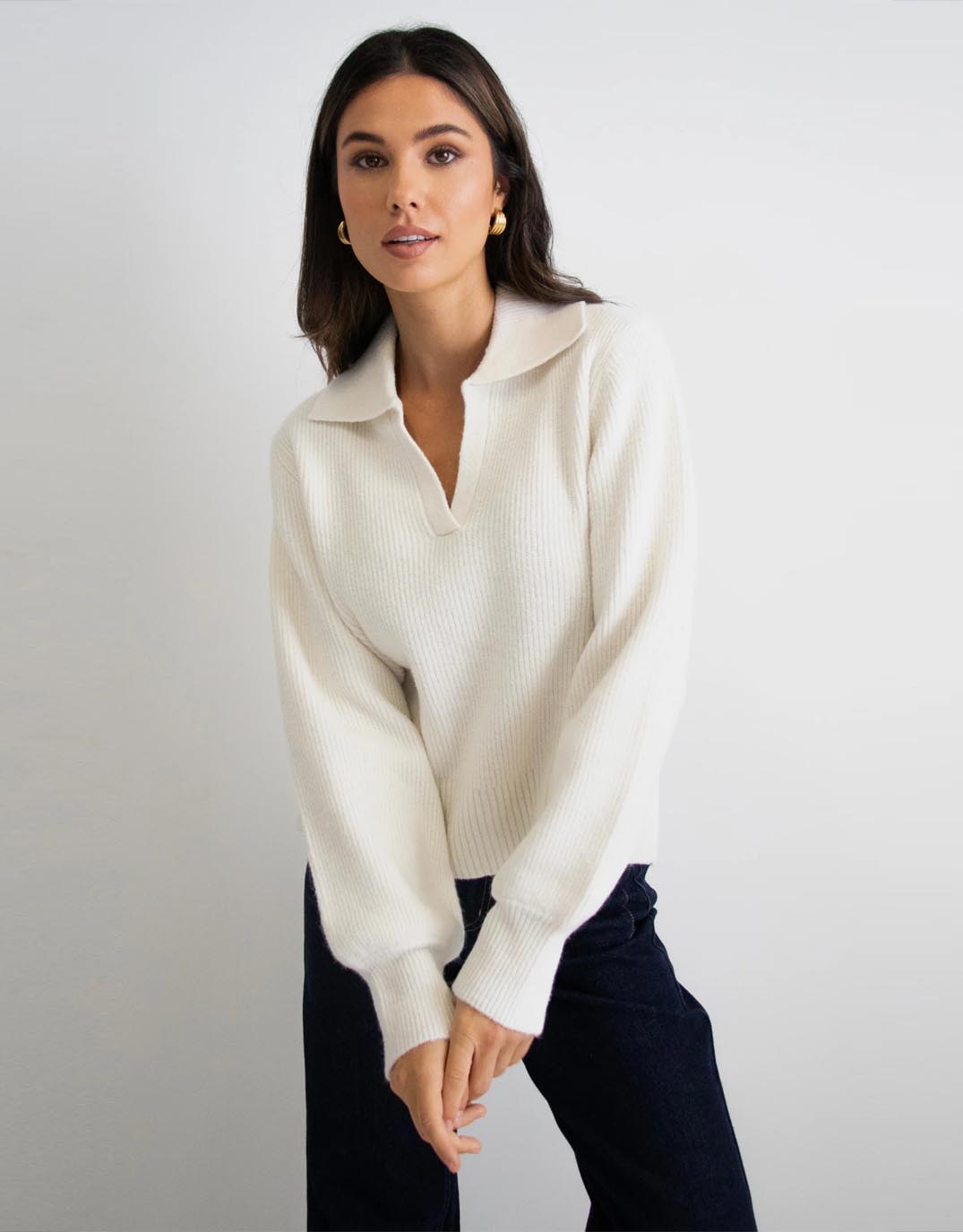 Among the Brave Truth Collar Chunky Knit Jumper (Ivory)