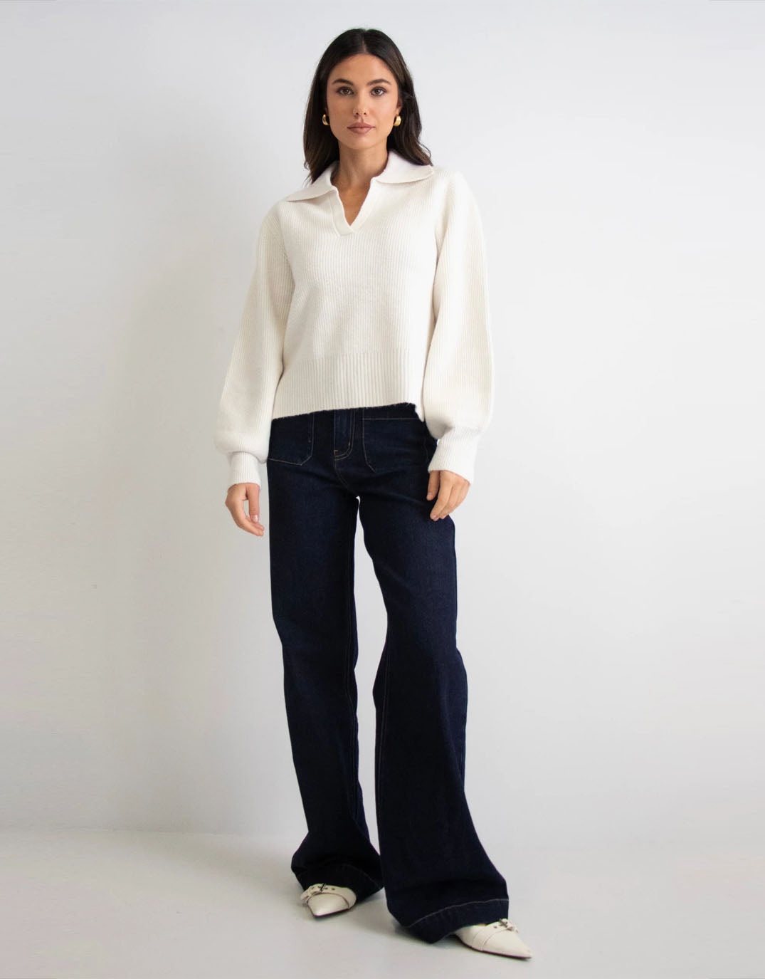 Among the Brave Truth Collar Chunky Knit Jumper (Ivory)