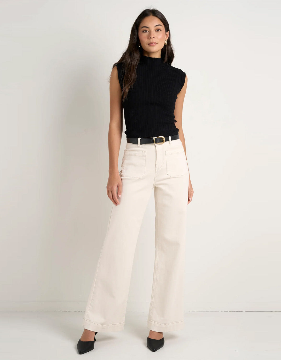 Among the Brave Zoey High Rise Stretch Denim Jean (Ecru)