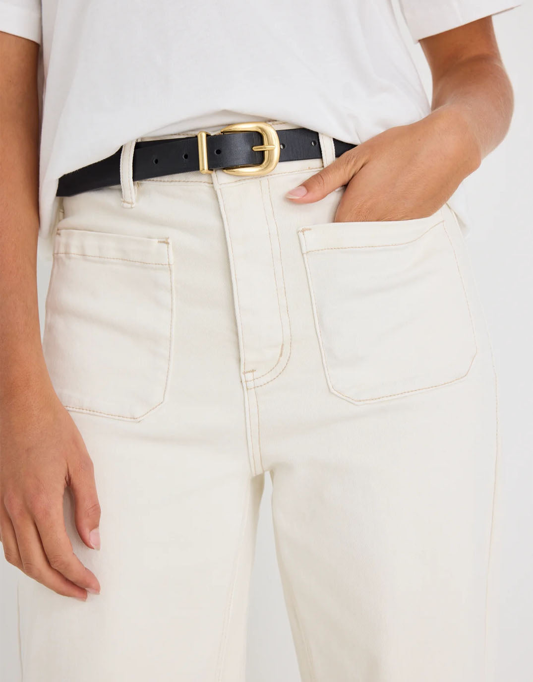 Among the Brave Zoey High Rise Stretch Denim Jean (Ecru)