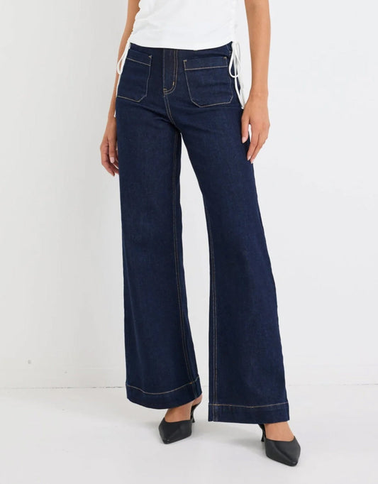 Image of Jeans. Product name - Zoey High Rise Stretch Denim Jean Indigo in Indigo colour by brand - Among the Brave