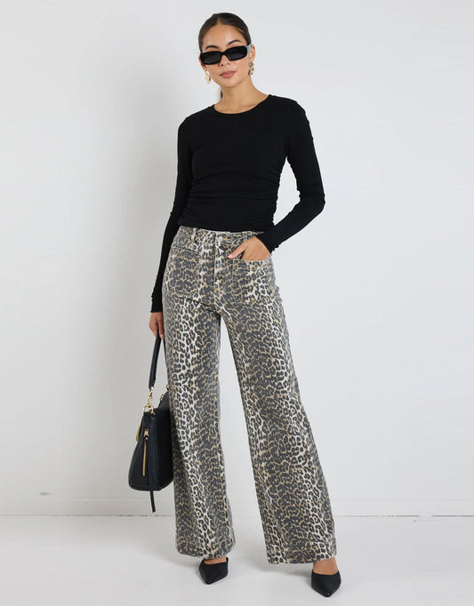 Zoey High Rise Stretch Denim Jean - (Leopard)