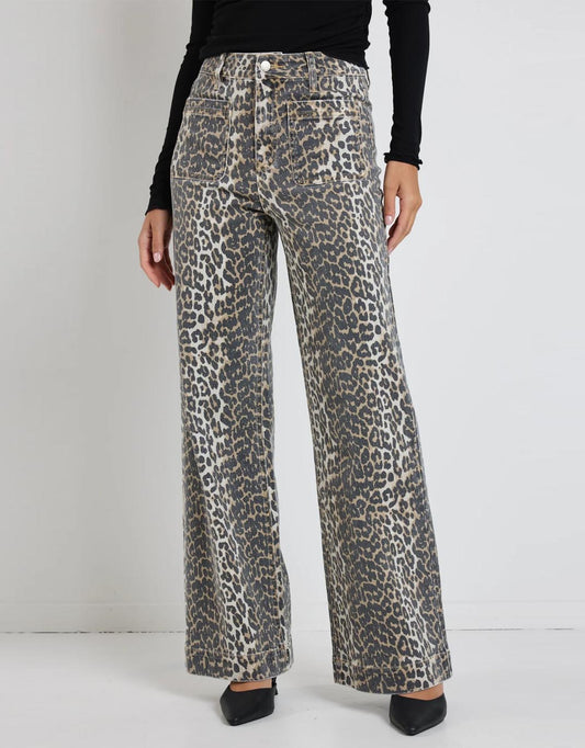 Image of Jeans. Productname: Zoey High Rise Stretch Denim Jean - in Leopard colour by brand - Among the Brave