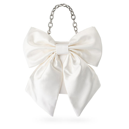 Olga Berg ANGELIQUE Satin Bow Bag (White)