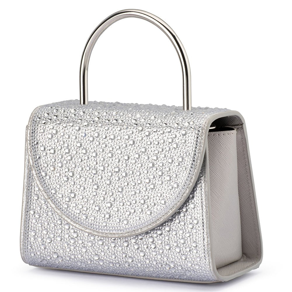 Olga Berg ANNABEL Crystal Top Handle (Silver)