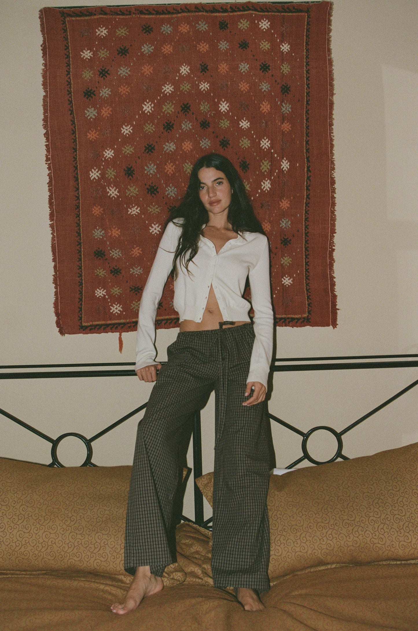 Image of a model wearing Pants. Product name - Arthur Pants in Check colour by brand - With Jéan