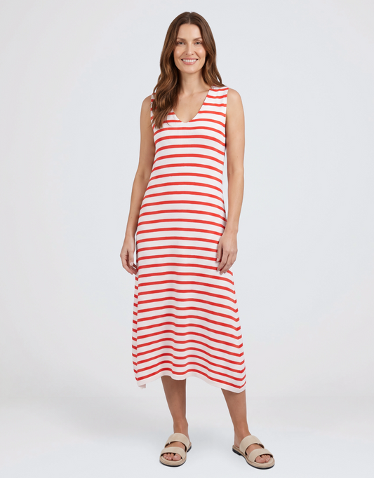 Image of Dresses. Product name - Aspen Stripe Dress Red in Red colour by brand - Foxwood