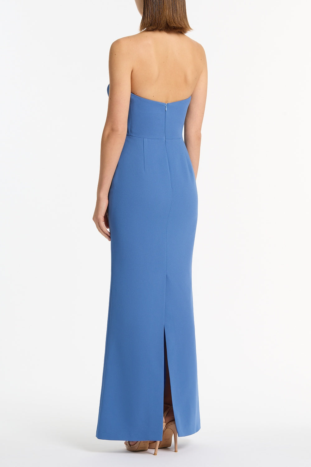 Carla Zampatti Atlas Crepe Sculptural Gown (Blue)