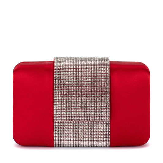 Image of Bags. Productname: AUBREY Crystal Trim Clutch in Red colour by brand - Olga Berg
