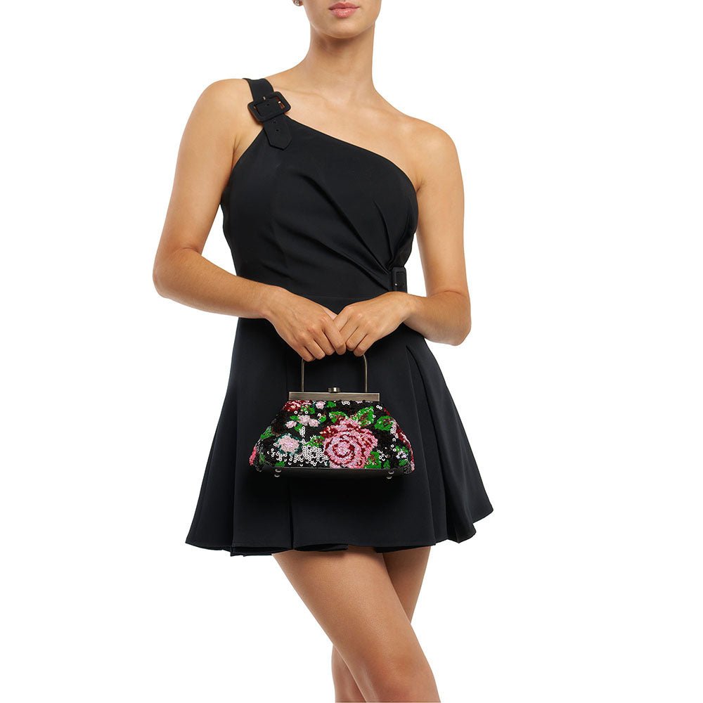Olga Berg AUDREY Sequin Top Handle (Black)